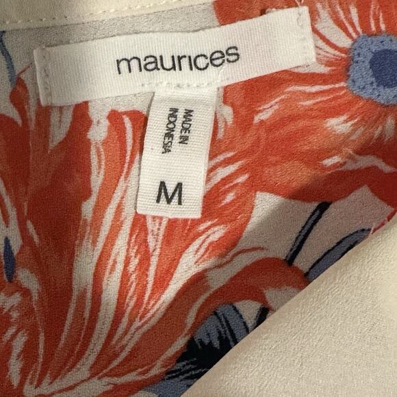 Maurices Women’s M White Floral Blouse Boho Chic Cottagecore‎ Coastal Feminine - Picture 7 of 10